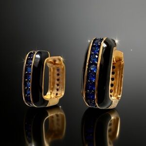 Elegant Gold and Blue Hoop Earrings